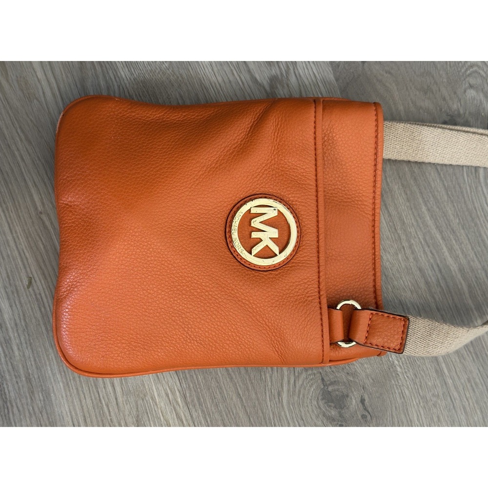 Michael Kors, Fulton Pebble Leather Crossbody Bag, Orange, Small - Picture 3 of 6